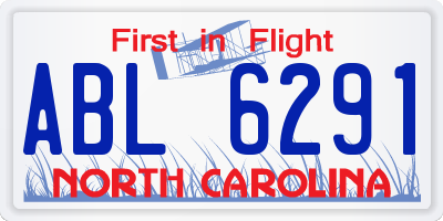 NC license plate ABL6291