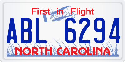 NC license plate ABL6294