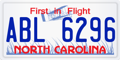 NC license plate ABL6296