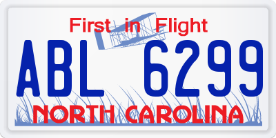 NC license plate ABL6299