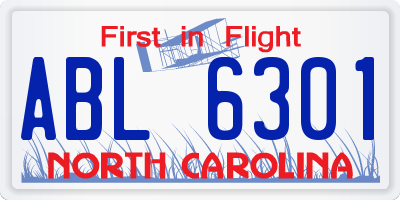 NC license plate ABL6301