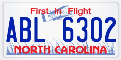NC license plate ABL6302