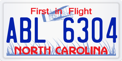 NC license plate ABL6304