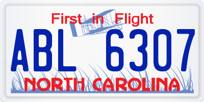 NC license plate ABL6307