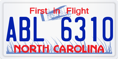 NC license plate ABL6310