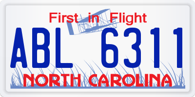 NC license plate ABL6311