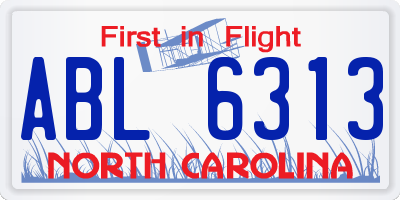 NC license plate ABL6313