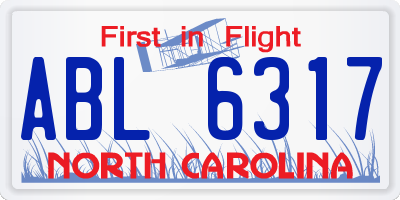 NC license plate ABL6317