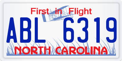 NC license plate ABL6319