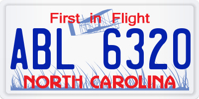 NC license plate ABL6320
