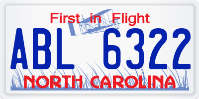 NC license plate ABL6322
