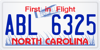 NC license plate ABL6325