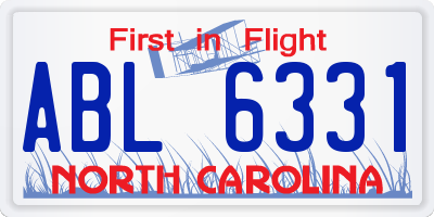 NC license plate ABL6331