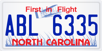 NC license plate ABL6335