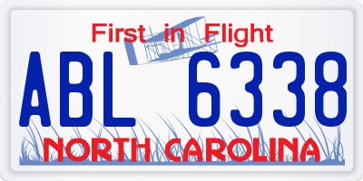 NC license plate ABL6338