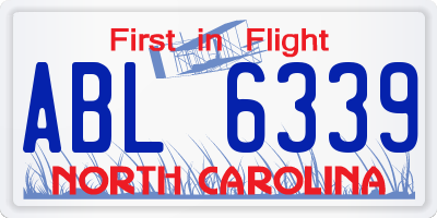 NC license plate ABL6339