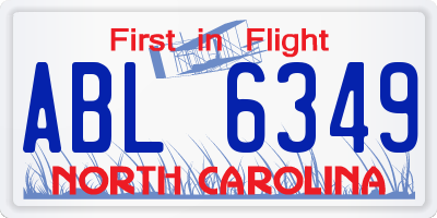 NC license plate ABL6349