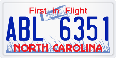 NC license plate ABL6351