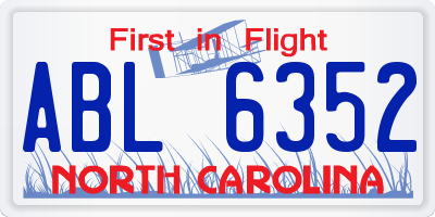 NC license plate ABL6352