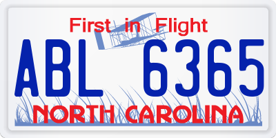 NC license plate ABL6365