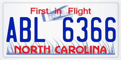 NC license plate ABL6366