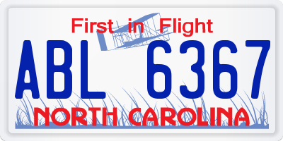 NC license plate ABL6367