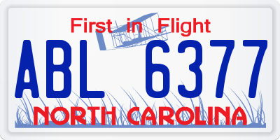 NC license plate ABL6377