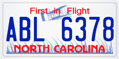 NC license plate ABL6378
