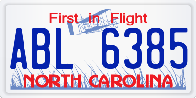 NC license plate ABL6385
