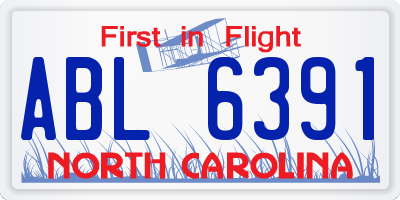 NC license plate ABL6391