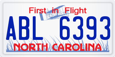 NC license plate ABL6393