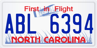 NC license plate ABL6394