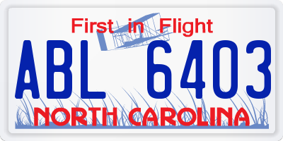 NC license plate ABL6403
