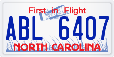 NC license plate ABL6407