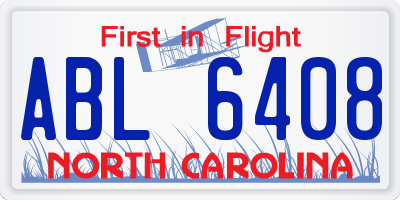 NC license plate ABL6408