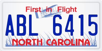 NC license plate ABL6415