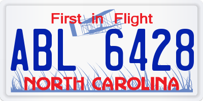 NC license plate ABL6428