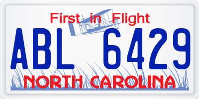 NC license plate ABL6429