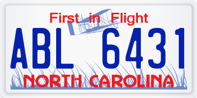 NC license plate ABL6431