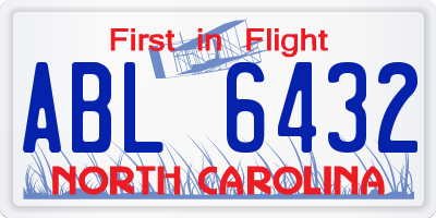 NC license plate ABL6432