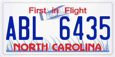 NC license plate ABL6435