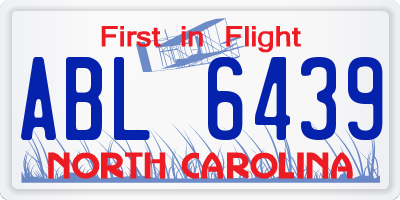NC license plate ABL6439