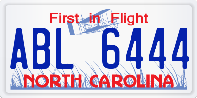 NC license plate ABL6444