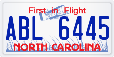 NC license plate ABL6445