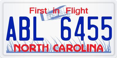 NC license plate ABL6455