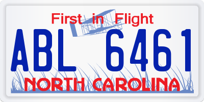 NC license plate ABL6461