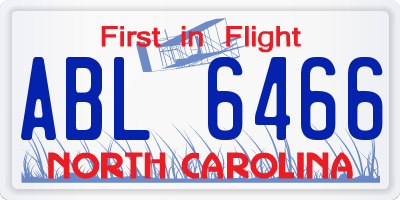 NC license plate ABL6466