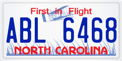 NC license plate ABL6468