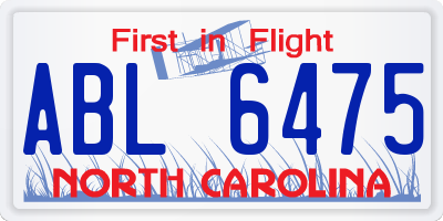 NC license plate ABL6475