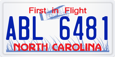 NC license plate ABL6481